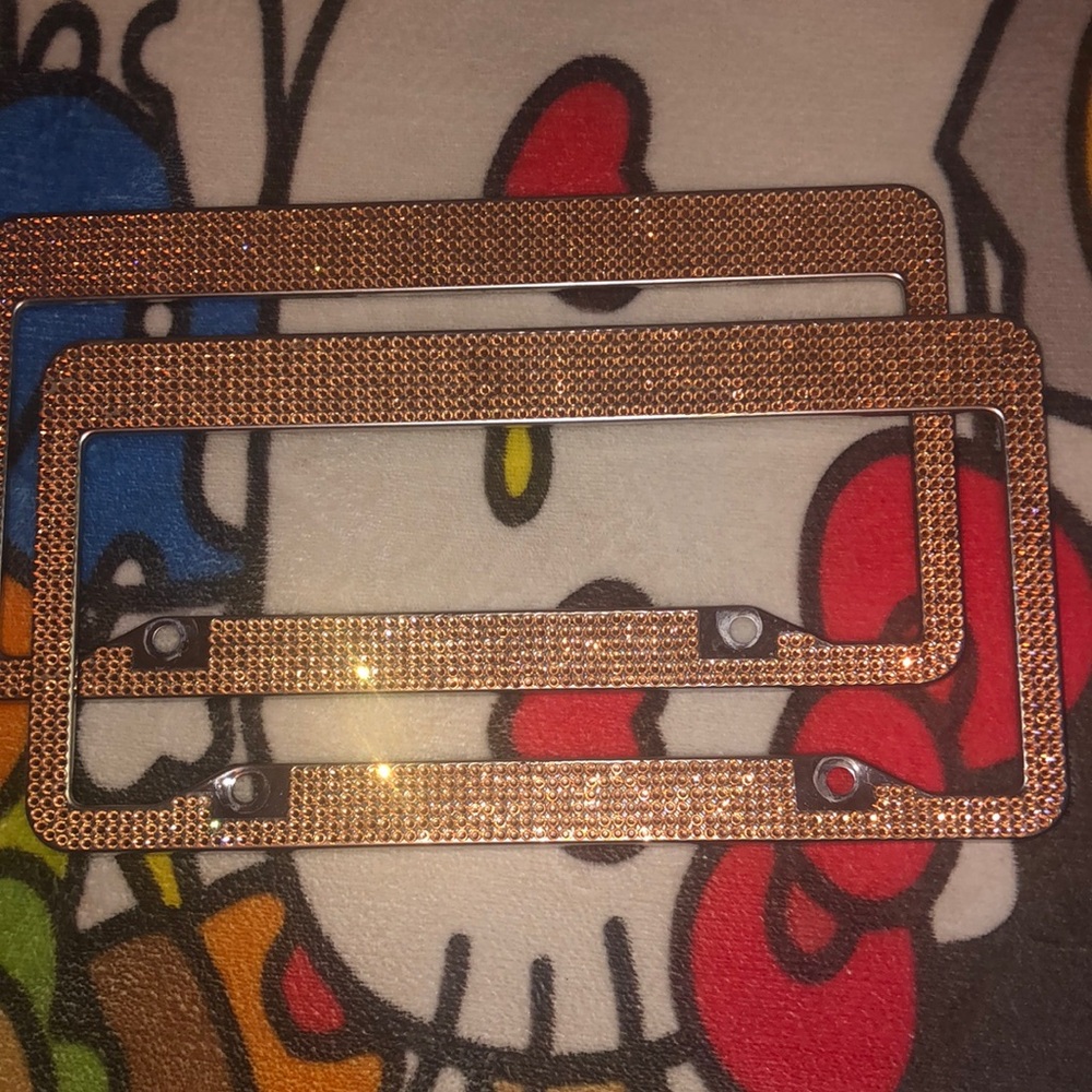 Two License plate frame diamonds tan color